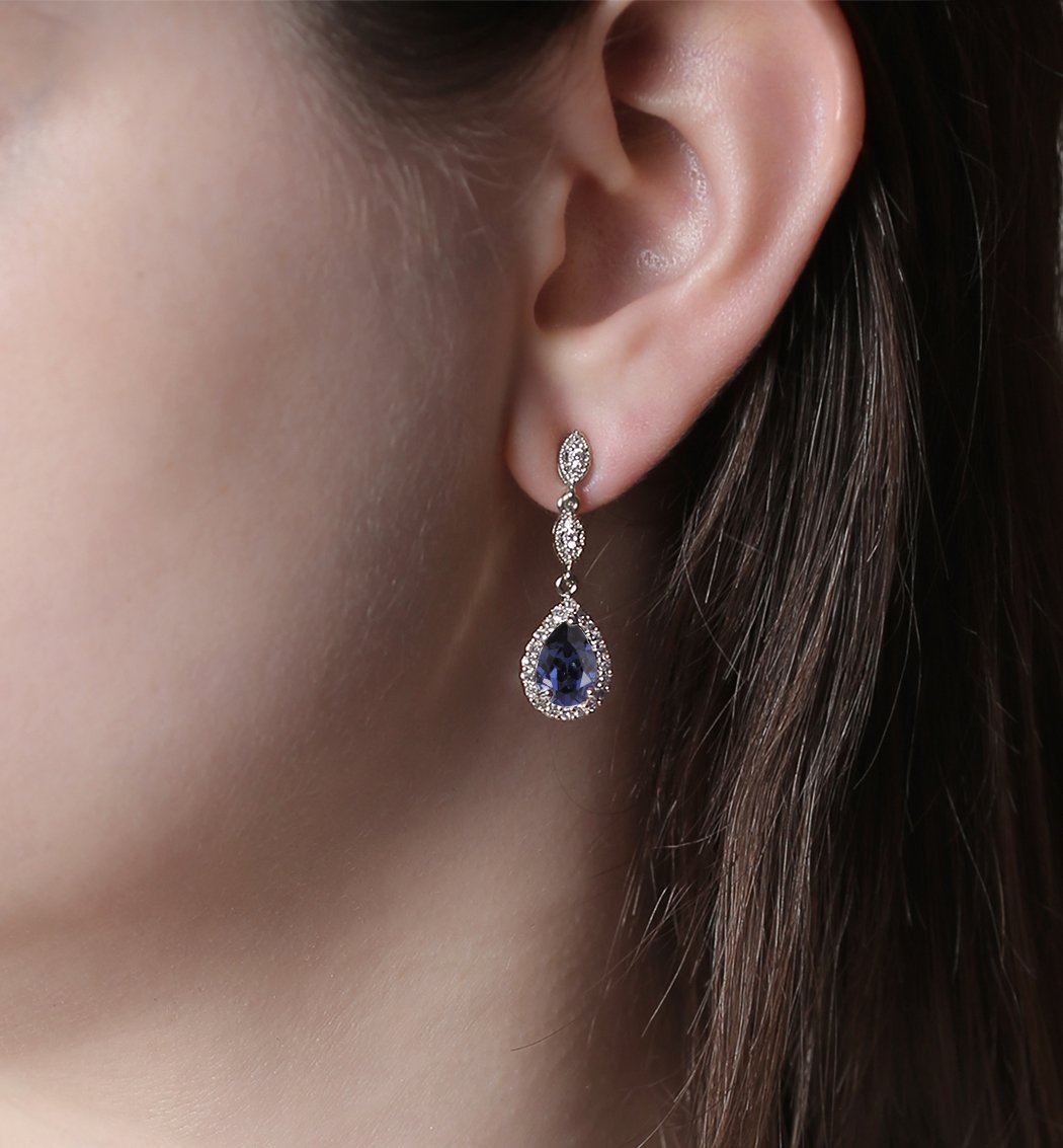 A+O Elegant Teardrop Cubic Zirconia Crystal Earrings in Silver, Gold, Rose Gold - Image 3