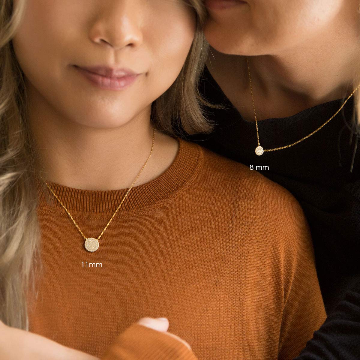 A+O Gift for Mom, Aunt, Grandma - CZ Pave Disc Necklace in Sterling Silver, Gold Vermeil, Rose Gold Vermeil - Image 7