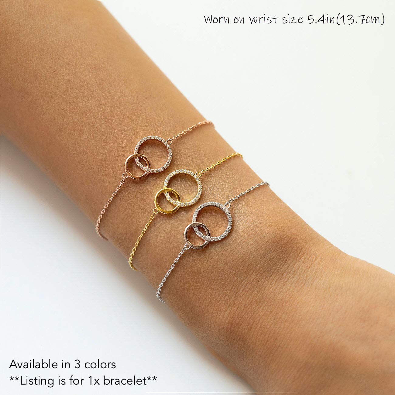 A+O Friendship Necklace - Interlocking Circles Pendant Necklace in Silver, Rose Gold, Gold - Image 5