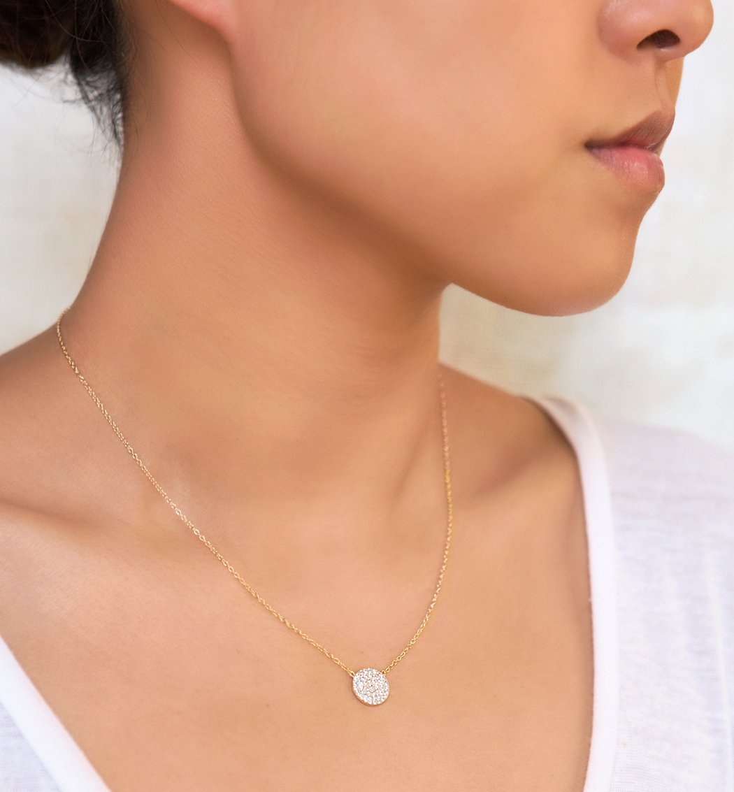 A+O Wedding Bridesmaid Gift - Disk Pendant Necklace in 14K Gold, Rose Gold or Sterling Silver - Image 6
