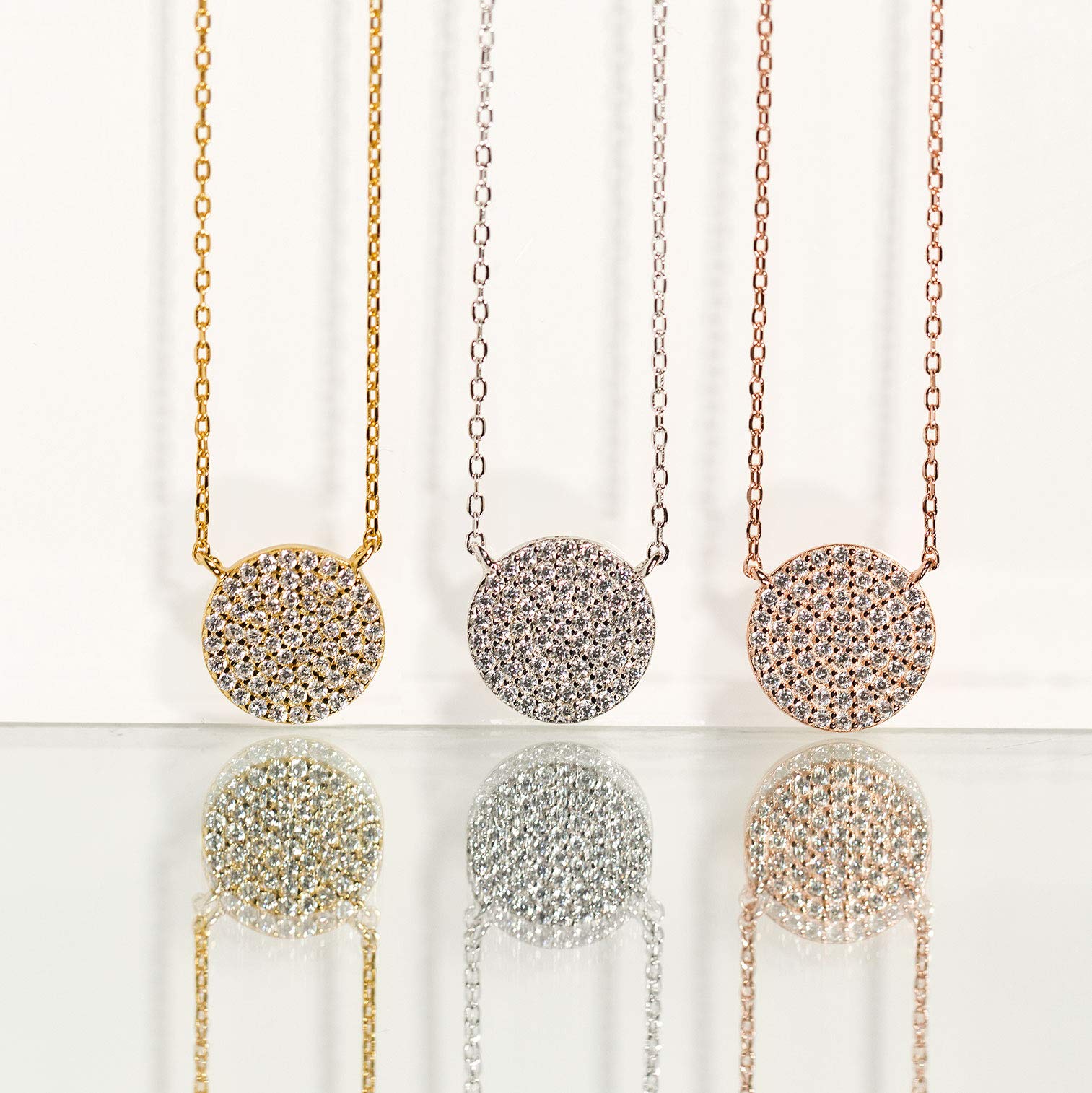 A+O Wedding Bridesmaid Gift - Disk Pendant Necklace in 14K Gold, Rose Gold or Sterling Silver - Image 7