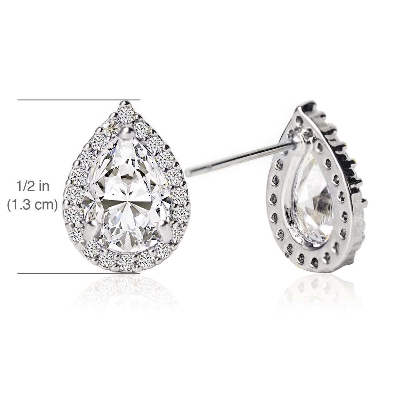 A+O Wedding Bridesmaid Jewelry Gift - Pear Teardrop Stud Post or Clip on Earrings in Gold, Rose Gold, Silver - Image 6